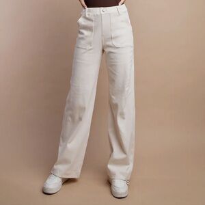 Rae Mode Cotton Stretch Twill Wide Pants - sm & lg